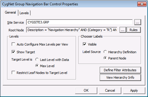 Group Navigation Bar Control Properties - General Page